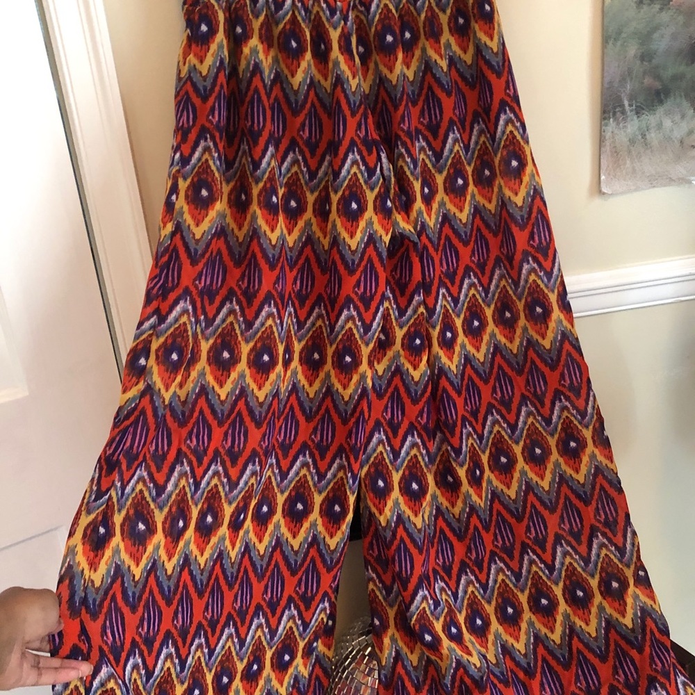 Multicolored High Waist Bohemian Pants Size: M